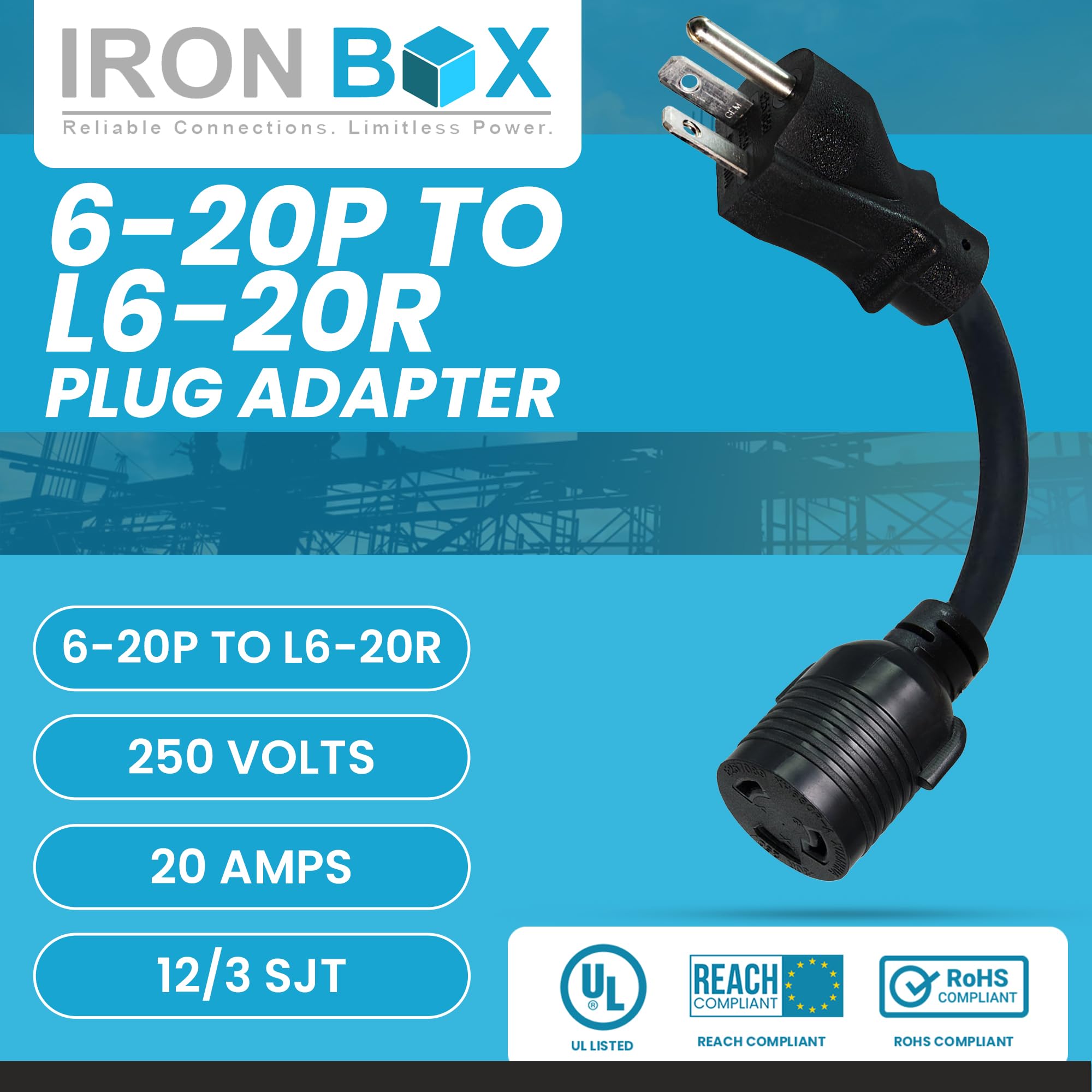 Amazon | IronBox Electric 6-20PからL6-20Rプラグアダプター電源